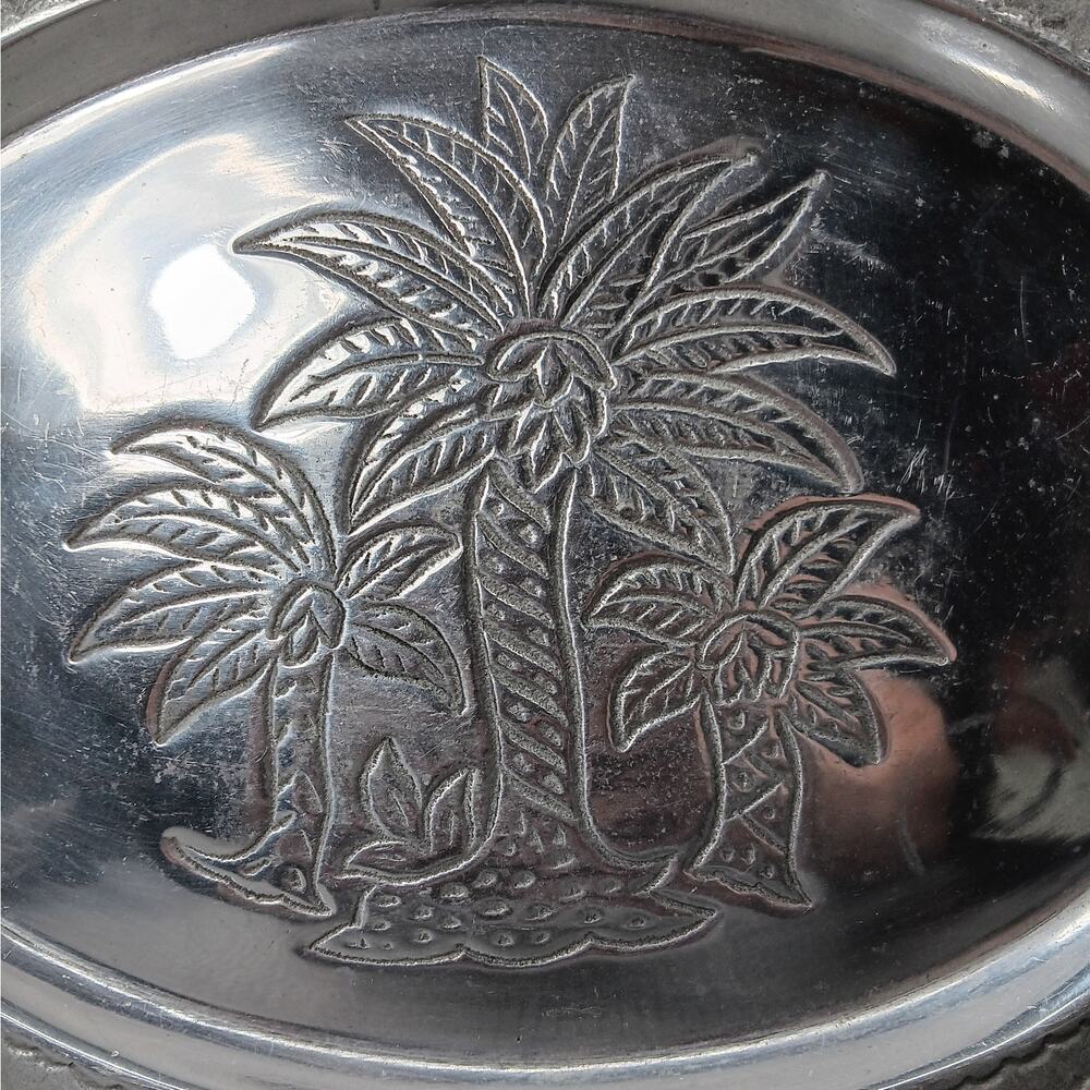 Heavy Aluminum Palm Tree Platter 12"‎ Rectangle